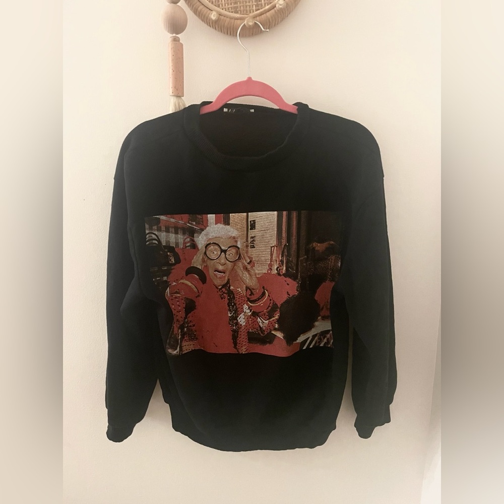 Zara Black Printed Crewneck